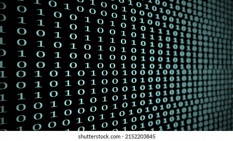 Binary code in blue color on the black background 