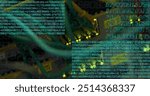 Binary code and data processing over network cables and server hardware. Technology, networking, cyber, digital, servers, coding
