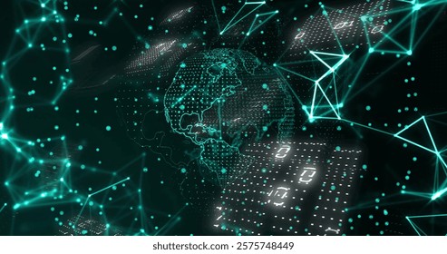 Binary code and digital network connections image over abstract globe. Technology, globalization, networking, data, internet, futuristic - Powered by Shutterstock - Get 15% off with code: PIKWIZARD15