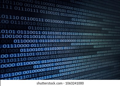 binary code future technology, blue cyber business security concept background, hi speed motion digital movement. picture of computer screen with codes.