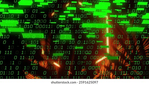 Binary code image over neon lights and abstract shapes. Technology, digital, futuristic, cyber, data, coding - Powered by Shutterstock - Get 15% off with code: PIKWIZARD15