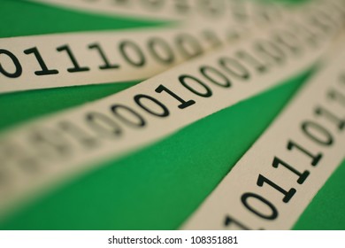 binary code on white ribbon