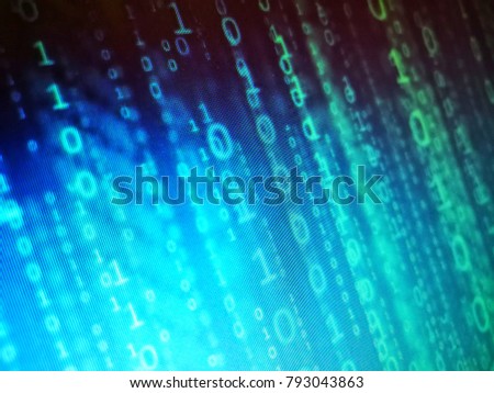 binary code options line on computer monitor screen background
