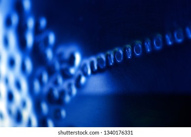 Binary code: stylistic images depicting digital language emerging from a numerical cloud with intentional focus issues