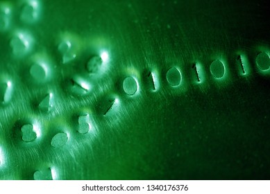 Binary code: stylistic images depicting digital language emerging from a numerical cloud with intentional focus issues