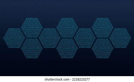 Binary codes hexagons chain of zeros and ones. Security technological For presentations. Technology background