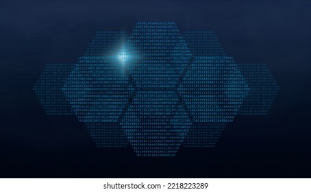Binary codes hexagons of zeros and ones. Security layers and zones, with technological feeling. Copy space for presentations. Technology background