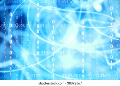 Binary codes on abstract blue background
