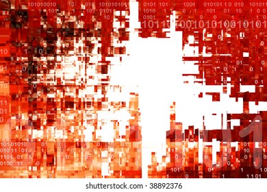 Binary codes on abstract color background