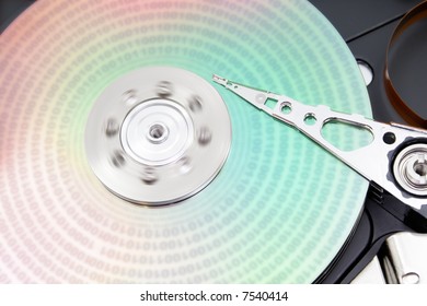 Binary data on a colorful hard disk
