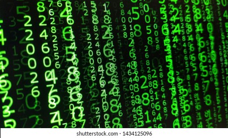 binary numbers on computer screen matrix background