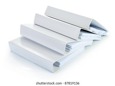 Binder Documents In Stack Isolated On White