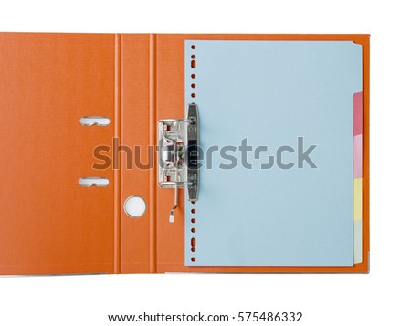 binder with empty sheet for copyspace, isolated
