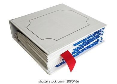 Binder With Red Bookmark And Blue Tabs