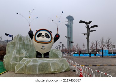 Bing Dwen Dwen, the mascot of Beijing 2022 Winter Olympics at Olympic Park in Beijing China on Jan.30,2022