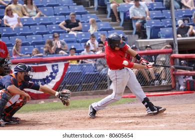 BINGHAMTON, NY - JULY 7: Portland Sea Dogs Batter Tim Federowicz Swings At A Pitch In A Game Against The Binghamton Mets At NYSEG Stadium On July 7, 2011 In Binghamton, NY