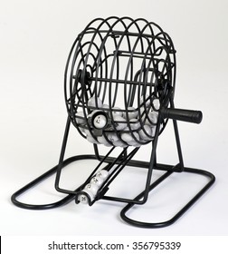 Bingo Ball Cage With Winning Numbers.