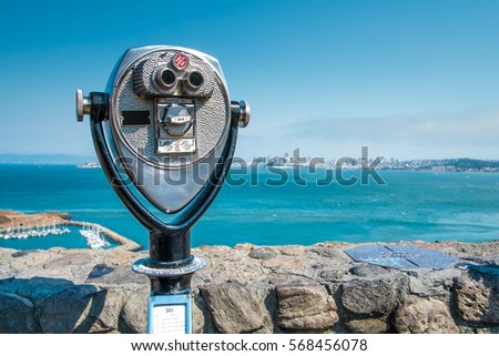 Binocular viewer of San Francisco bay, California, USA