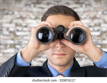 Portrait Businessman Using Binoculars People Portraits Stock Photo ...