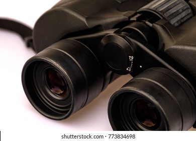 The Binoculars Isolated On White Background.