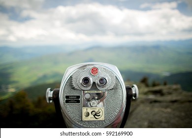 Binoculars Vending Machine On Top Of A Mountain.