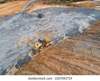 Bintulu, Sarawak – August 10, 2021:This Photo Showing An Aerial Drone View Of Deforestation Of A Tropical Rain Forest To Make Way For Palm Oil And Construction At Borneo, Malaysia, Southeast Asia.