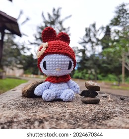 Bintuni Bay, Indonesia. August 10, 2021 Amigurumi My Bunny Melody Of Inaya Knitted Craft Results