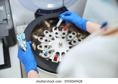 Biochemist Placing Vacutainers With Sodium Citrate For A Coagulation Test