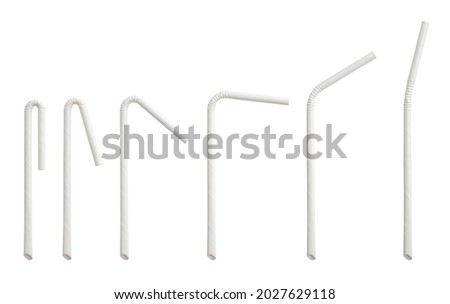 Biodegradable eco friendly white paper drinking straw mockup isolated on white background