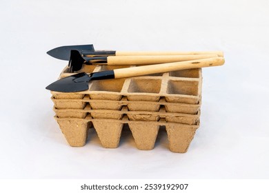 Biodegradable Seed Starter Tray Stack with Mini Gardening Shovels