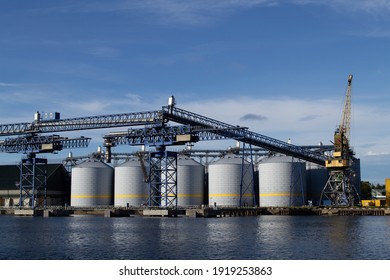 Biodiesel production in Ventspils, Latvia. Oil storage tanks and pipes at the oil terminal.