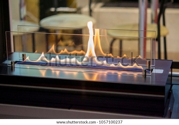 Biofireplace Burn On Ethanol Gas Contemporary Stock Photo Edit
