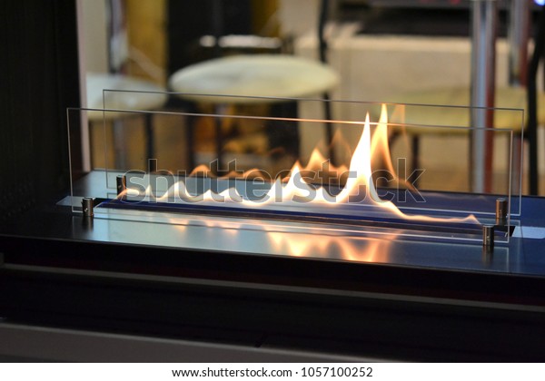 Biofireplace Burn On Ethanol Gas Contemporary Stock Photo Edit