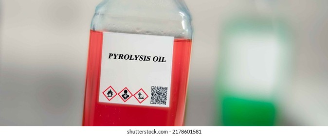 Biofuel In Chemical Lab In Glass Bottle Pyrolysis Oil