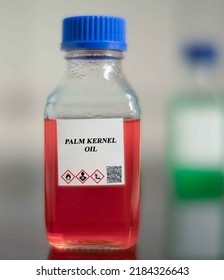 Biofuel in chemical lab in glass bottle Palm Kernel Oil