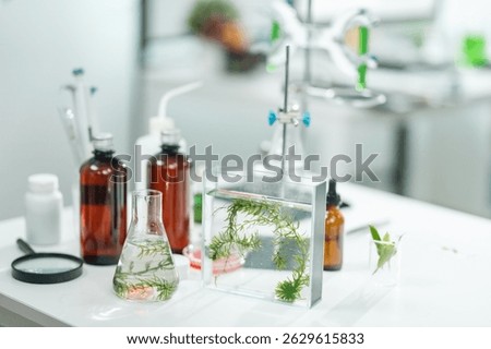 Biofuel innovation using algae in biotechnology laboratory, showcasing scientific extraction of sustainable energy through microbiological research and eco-friendly solutions for the future