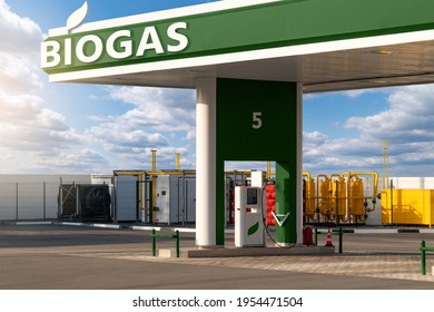 Biogas filling station. Carbon neutral transportation concept