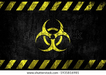 Biohazard contamination symbol, grunge background. Biologic hazard, pathogen, infectious, contamination, pandemic, health risk concept background.