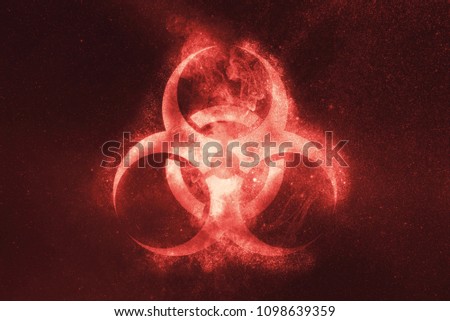 Biohazard symbol. Biohazard sign. Abstract night sky background