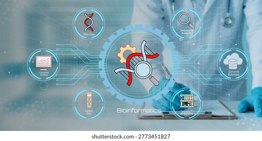 Bioinformatics professional analyzing genetic data with advanced computational tools and sequence alignment techniques