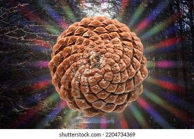 Biological Example Of Fibonacci Spirals Observed At A Pine Cone 