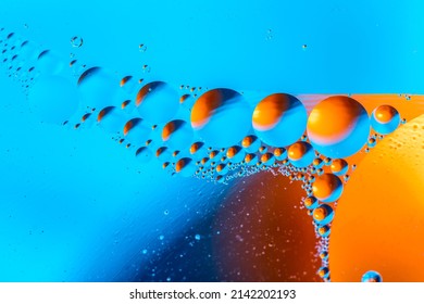 Biology, Physics Or Chemistry Abstract Background. Space Or Planets Universe Cosmic Pattern. Abstract Molecule Atom Structure. Water Bubbles. Macro Shot Of Air Or Molecule