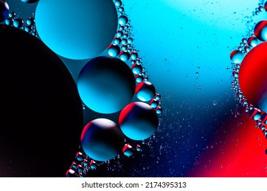 Biology, physics or chemistry abstract background. Scientific image of cell membrane. Macro up of liquid substances. Abstract molecule atom structure. Water bubbles. Macro shot of air or molecule
