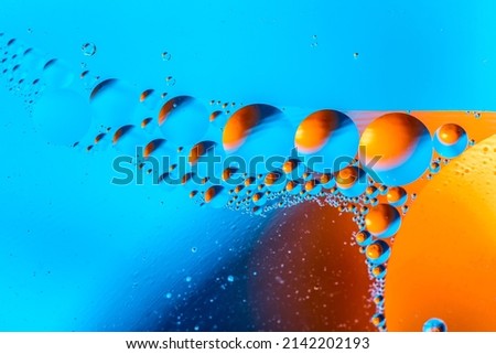 Biology, physics or chemistry abstract background. Space or planets universe cosmic pattern. Abstract molecule atom structure. Water bubbles. Macro shot of air or molecule