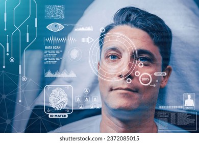Biometric Face Recognition iris retinal scan for personal identity verify modern innovation security system technology - Powered by Shutterstock - Get 15% off with code: PIKWIZARD15