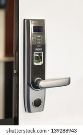 Biometric Fingertip Lock At Modern Home Door