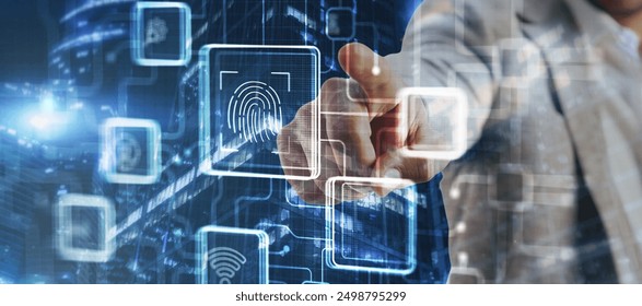 Biometrics Fingerprint concept. Biometrics security with digital interface. - Powered by Shutterstock