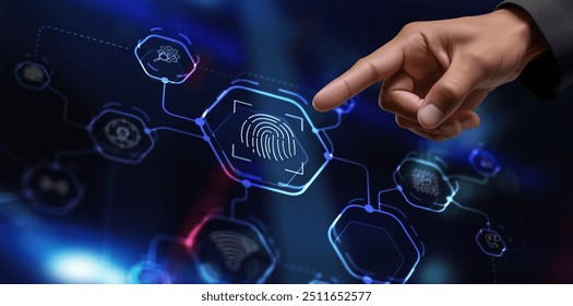 Biometrics Fingerprint concept. Biometrics security with digital interface. - Powered by Shutterstock