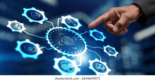 Biometrics Fingerprint concept. Biometrics security with digital interface.