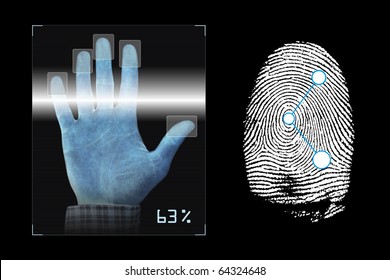 Biometrics Hand Scanning With Fingerprints Analyzing